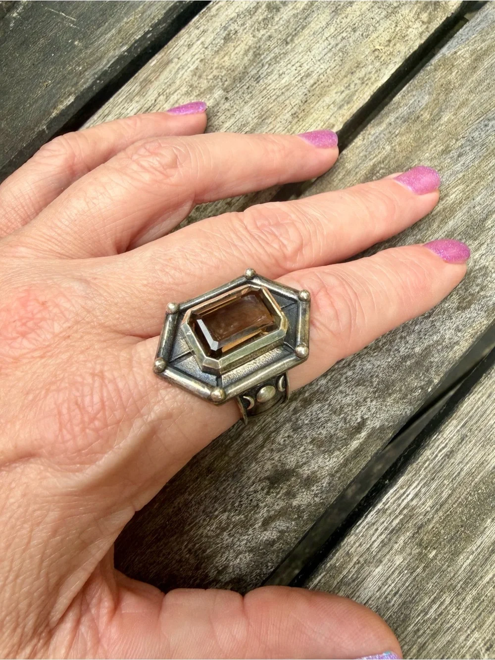Sage Goddess Ring Smoky Quartz .925 Size 9